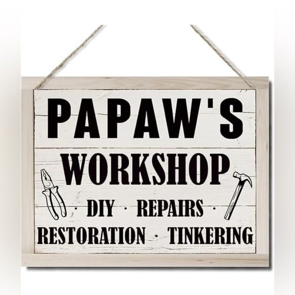 Papaw's Workshop Sign, Tools Sign, 8x12 Inch NIP - Picture 1 of 8